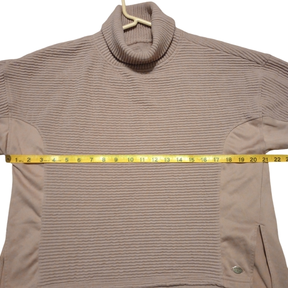 Tahari Sport Turtleneck Ribbed Sweater Mauve Thumbholes Athleisure Streetwear M - Picture 11 of 12